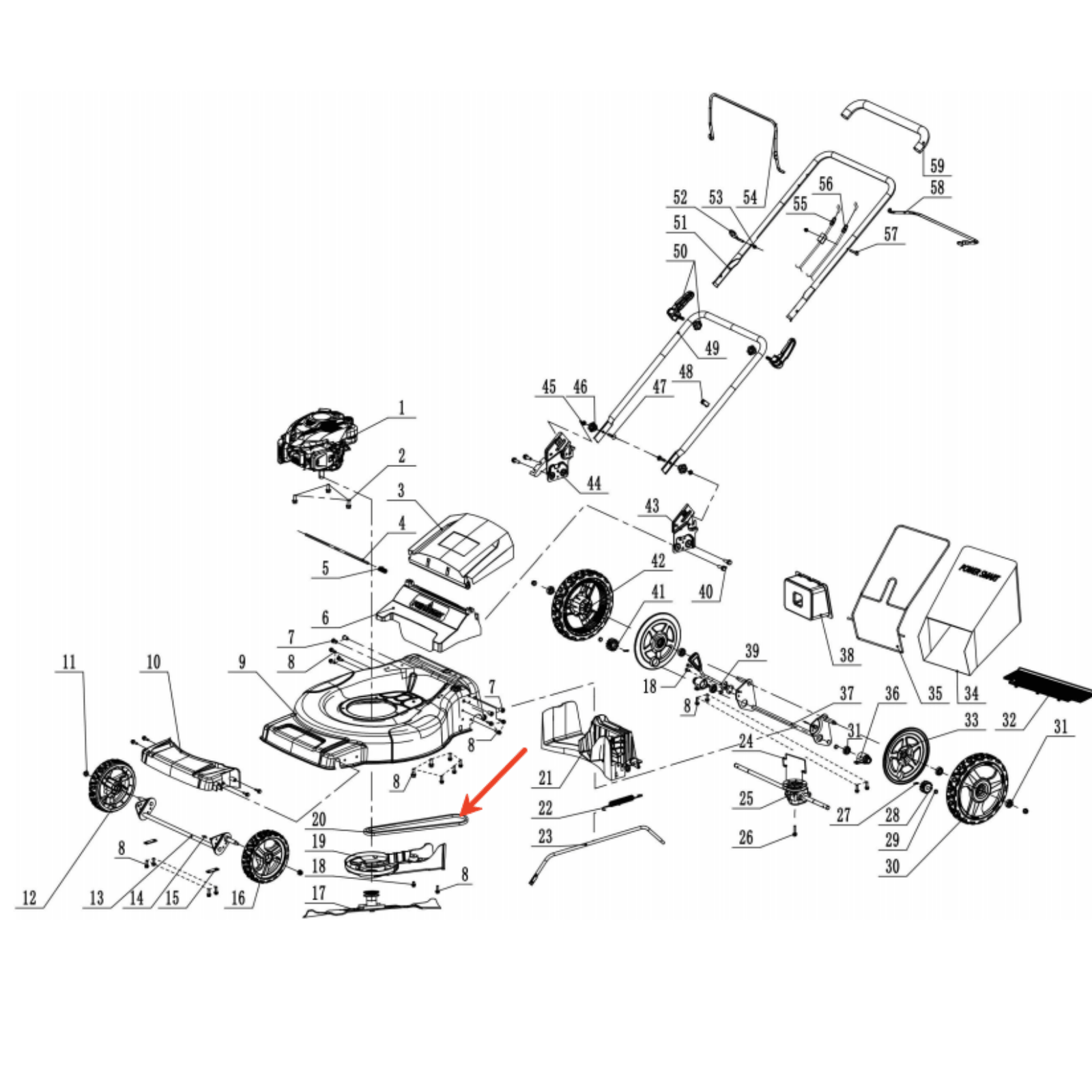 Lawn Mower Parts-Drive Belt, 22-inch mower,stock#302040100