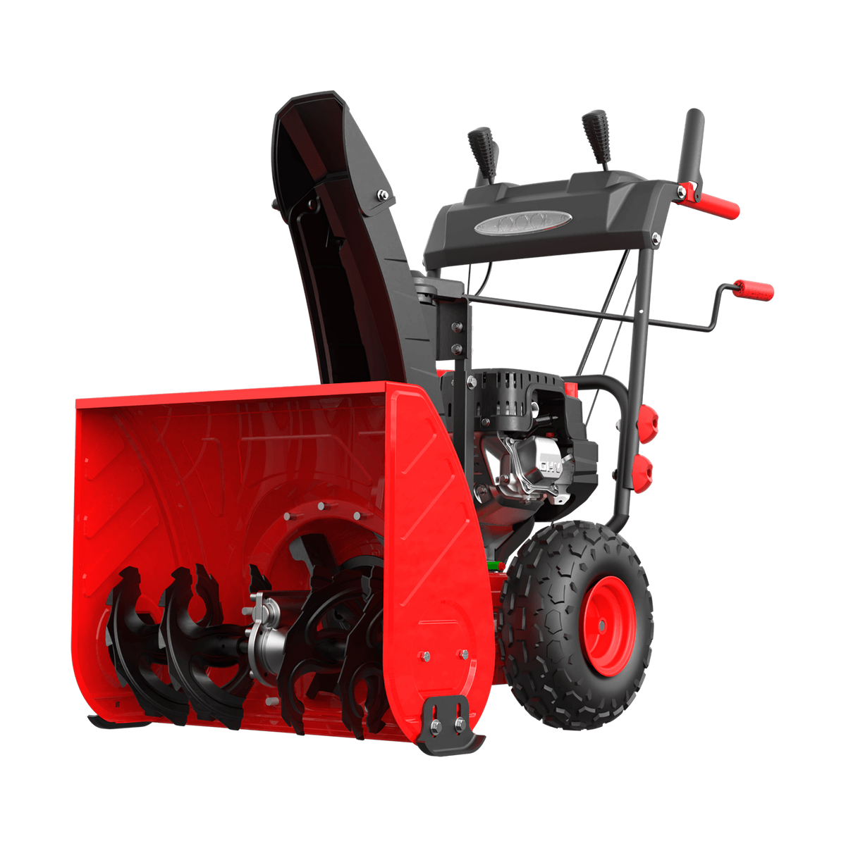 Red snowblower on a black background