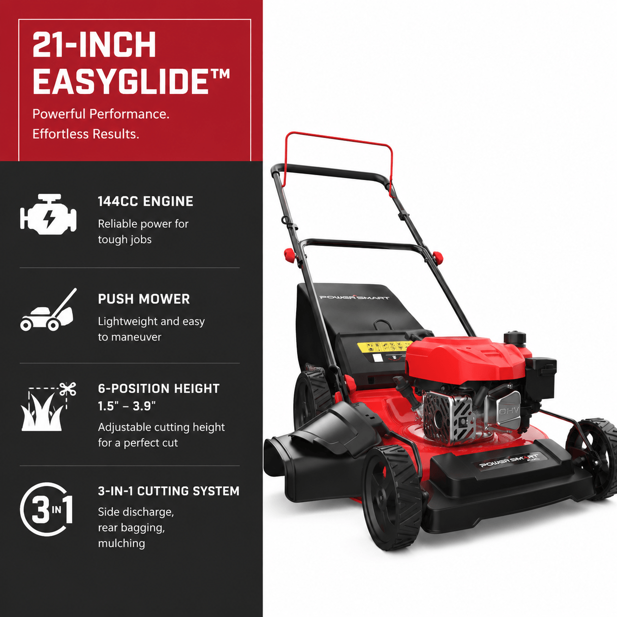 21" 144cc Gas Push 3-in-1 Lawn Mower DB8621P
