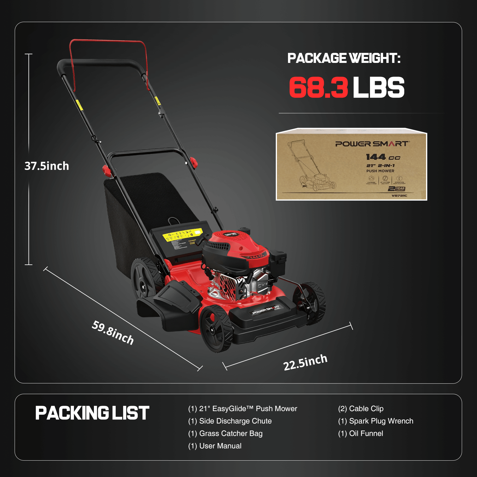 21" 144cc Gas Push 3-in-1 Lawn Mower DB8621P