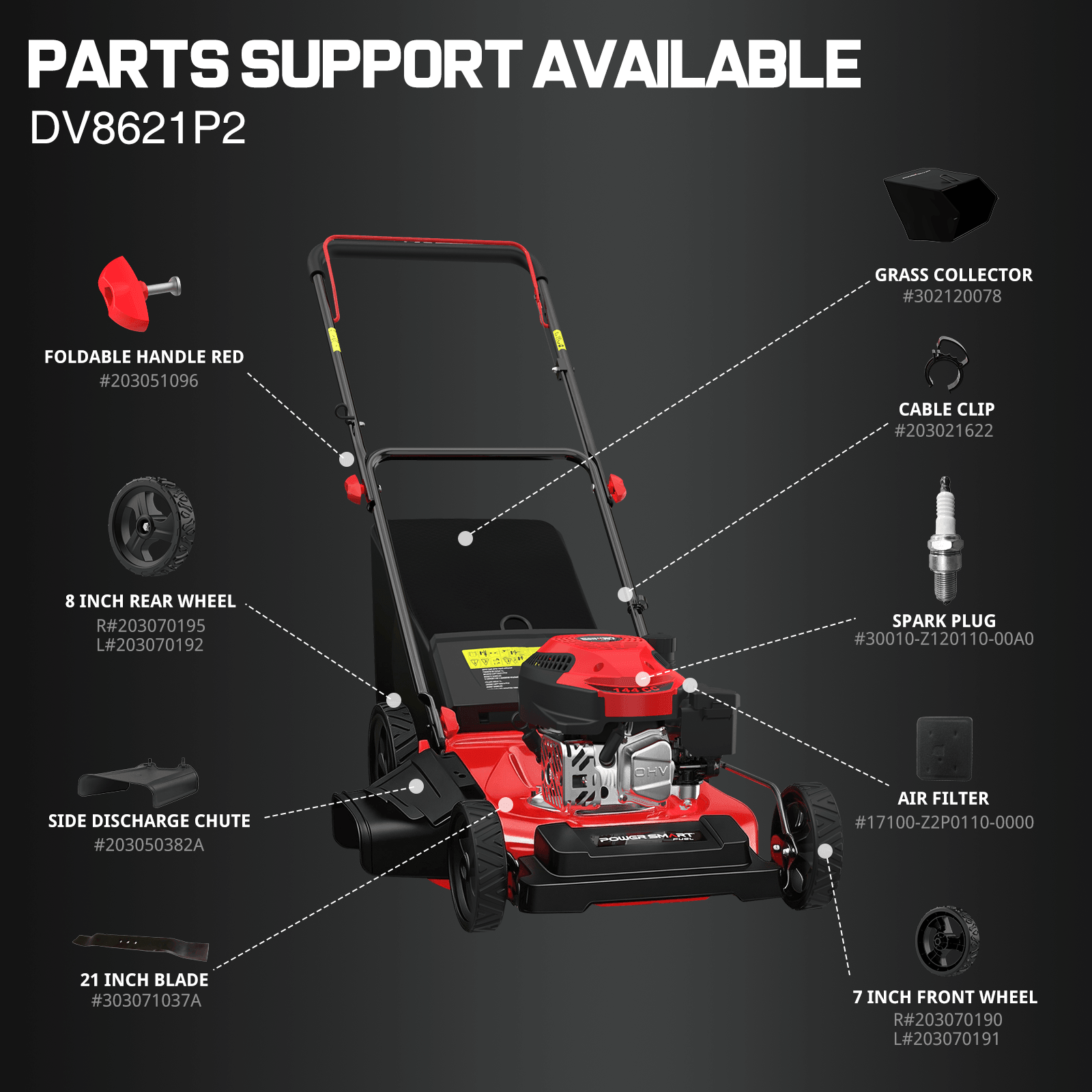 21" 144cc Gas Push 3-in-1 Lawn Mower DB8621P