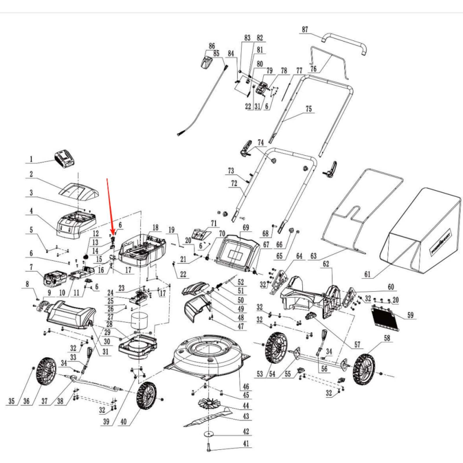 Cordless Lawn Mower Parts - Safety Key, Stock #203021264A