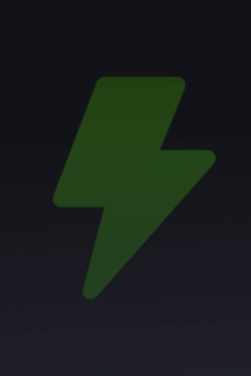 Green lightning bolt symbol on a black background