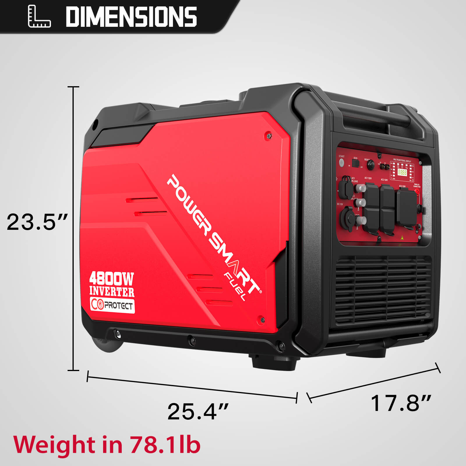 4800W Inverter Generator w/ Electric Start,CO Alert PS5046CE