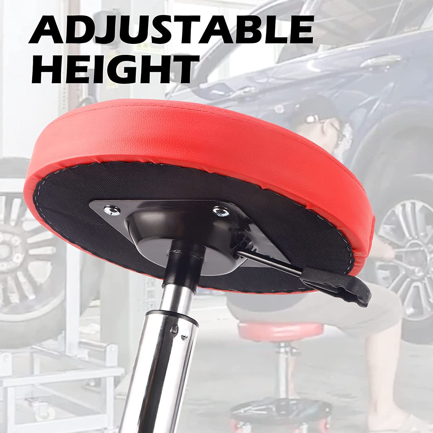 300 lb Rolling Mechanic Stool w/ Wheels, Garage & Shop Seat PS1101