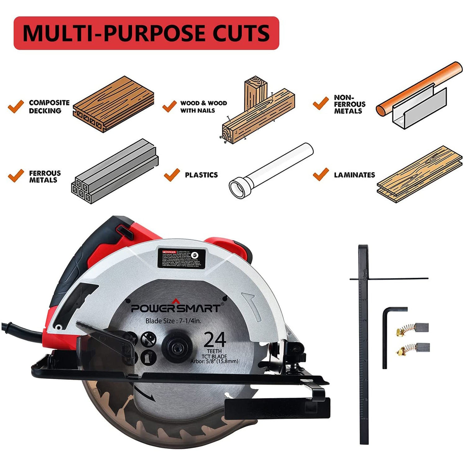 7.25" 14Amp 5500RPM Circular Saw w/ Integrated Dust Blower PS4015