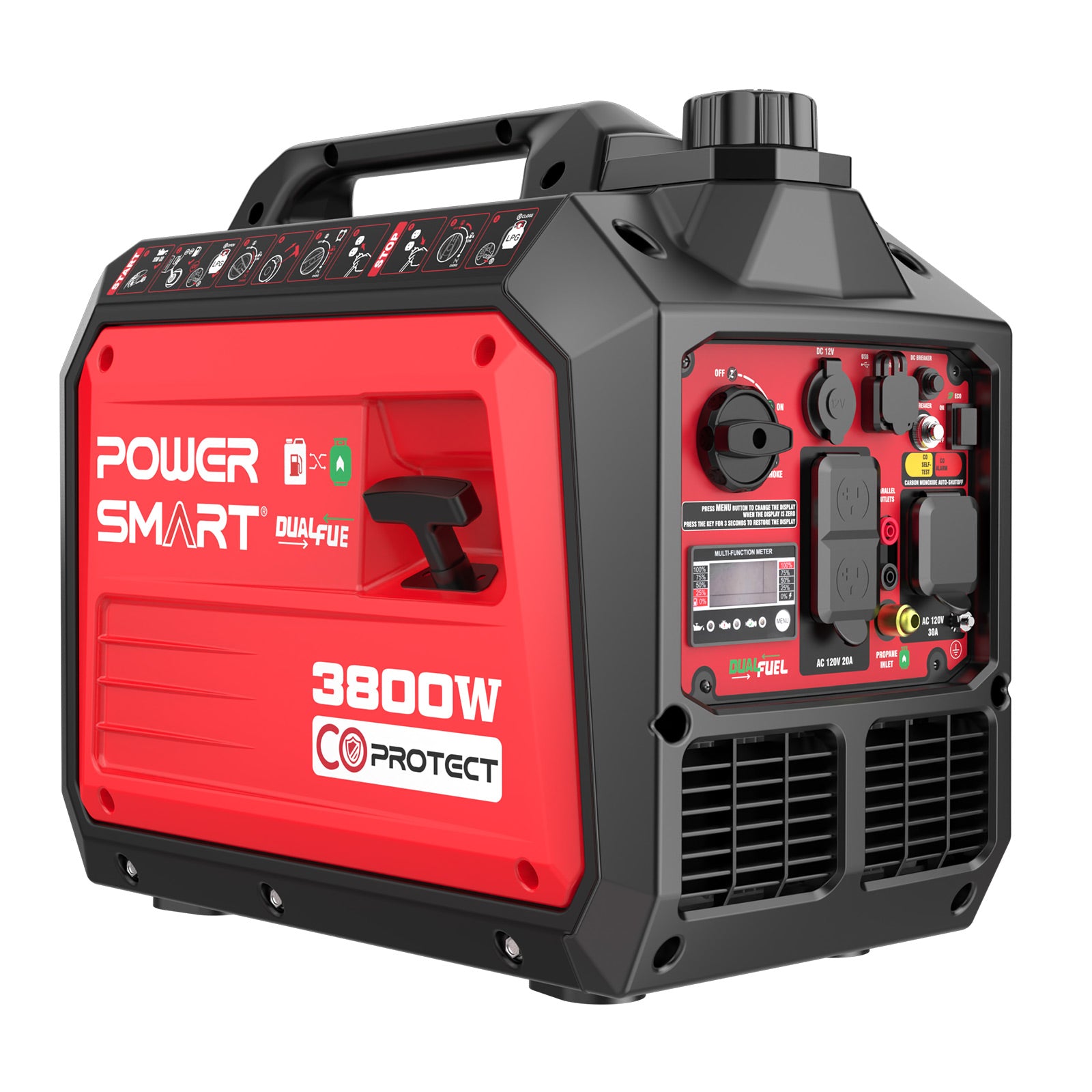 3800W Gas/Propane Dual Fuel Inverter Generator w/ CO Alert HB5040DC