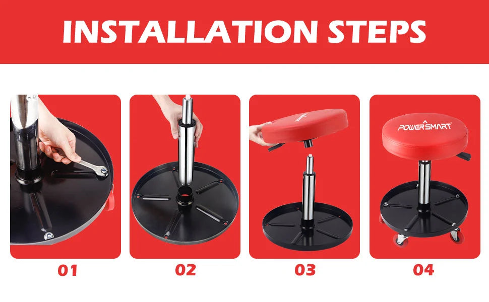 300 lb Rolling Mechanic Stool w/ Wheels, Garage & Shop Seat PS1101