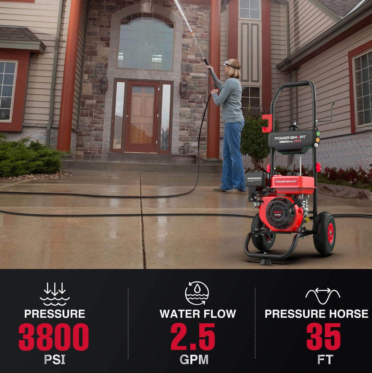 3800PSI 2.5GPM 212cc Gas Pressure Washer DL1038A