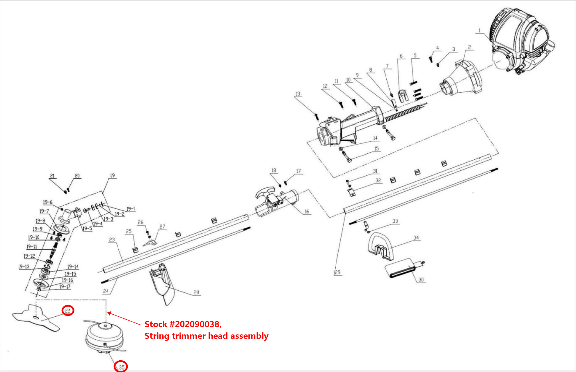 Part-String Trimmer Head Assembly,Stock#202090038