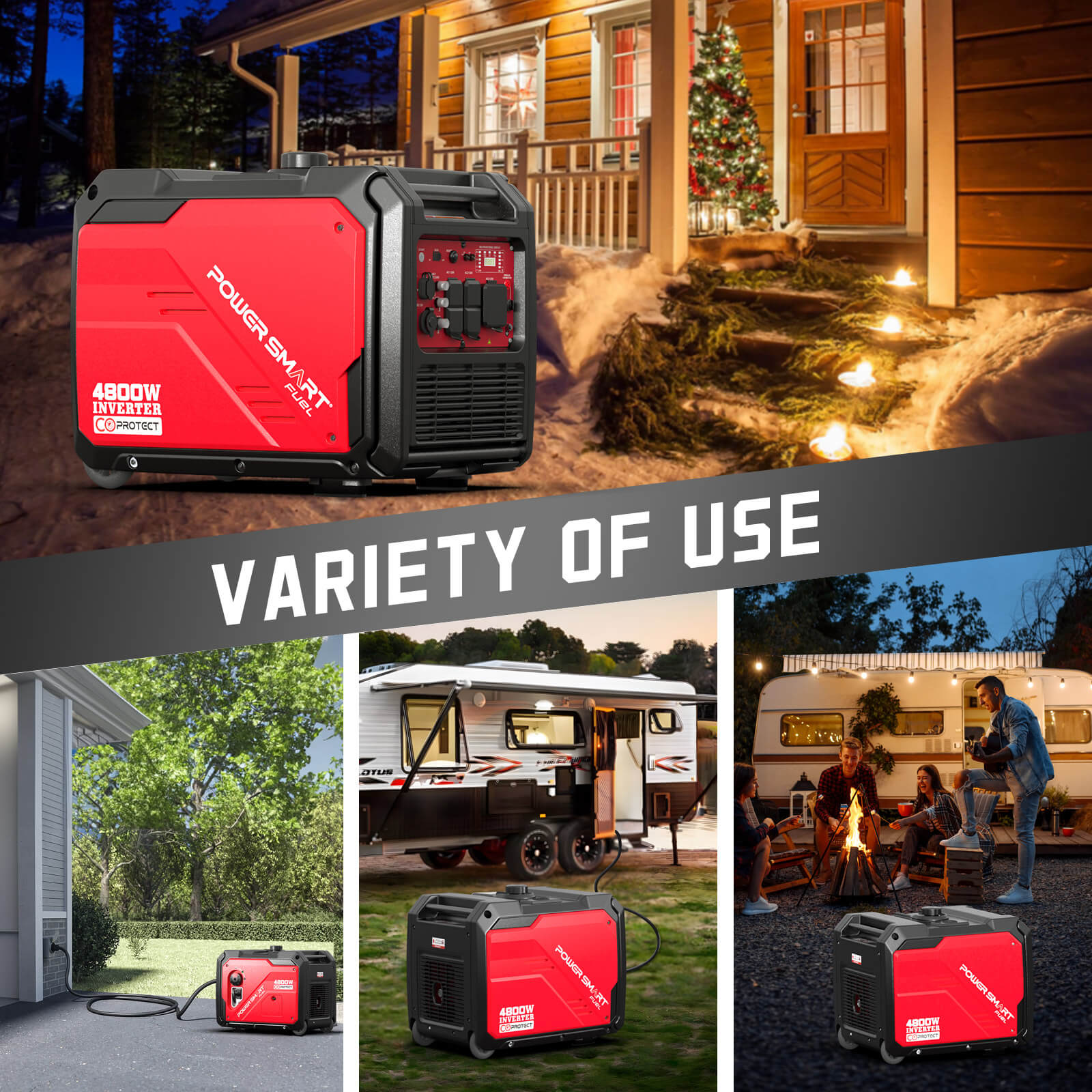4800W Inverter Generator w/ Electric Start,CO Alert PS5046CE
