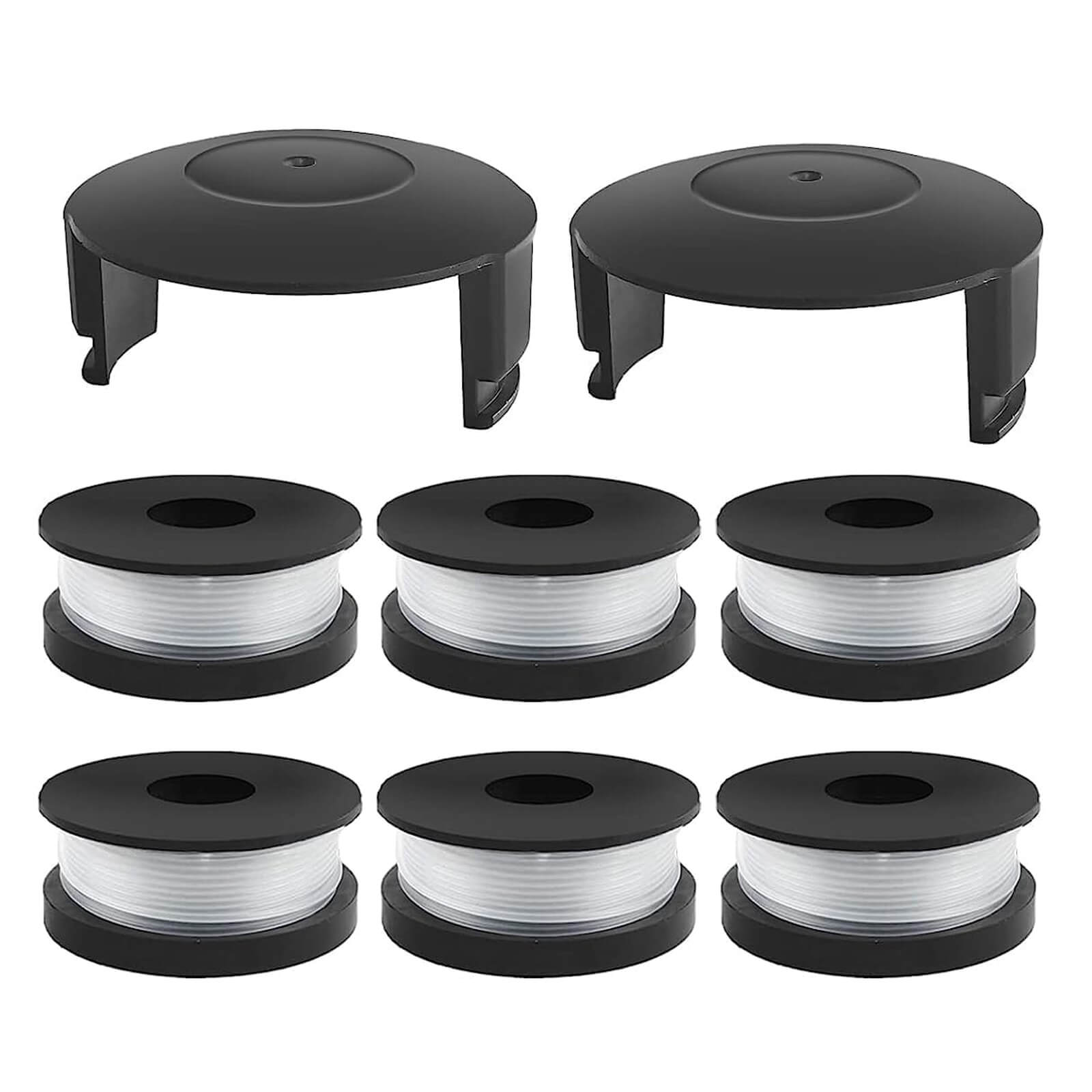 Parts: String Trimmer Replacement Spools & Caps for PS76110A (6 Spools + 2 Caps)