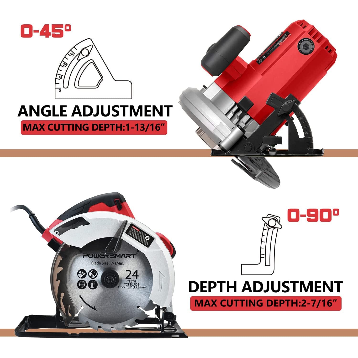 7.25" 14Amp 5500RPM Circular Saw w/ Integrated Dust Blower PS4015